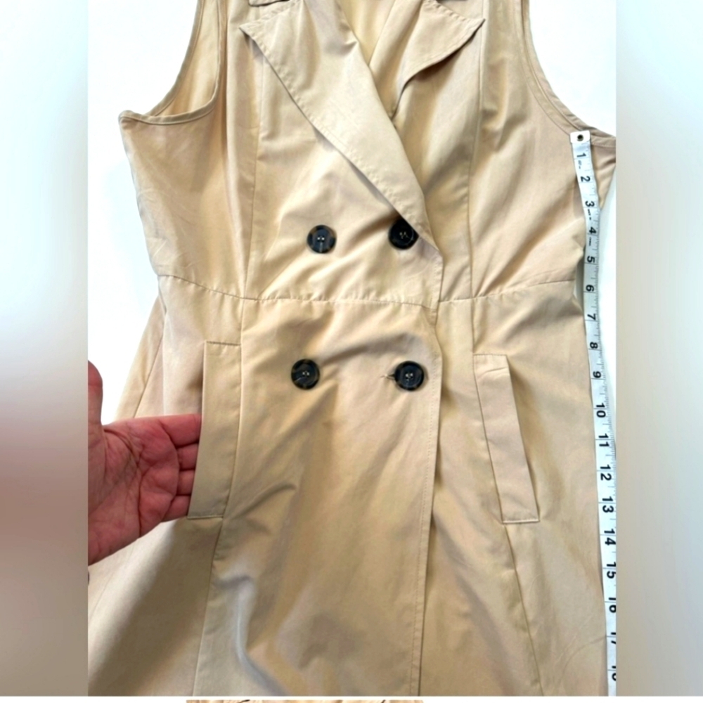Love Tree Double Breasted Two Button Trench Vest Size Medium NWOT - Picture 7 of 8